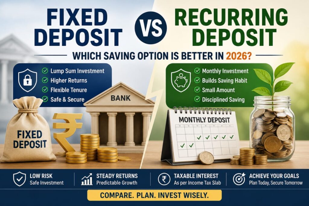 Fixed deposit vs Recurring Deposit comparison in India 2026
