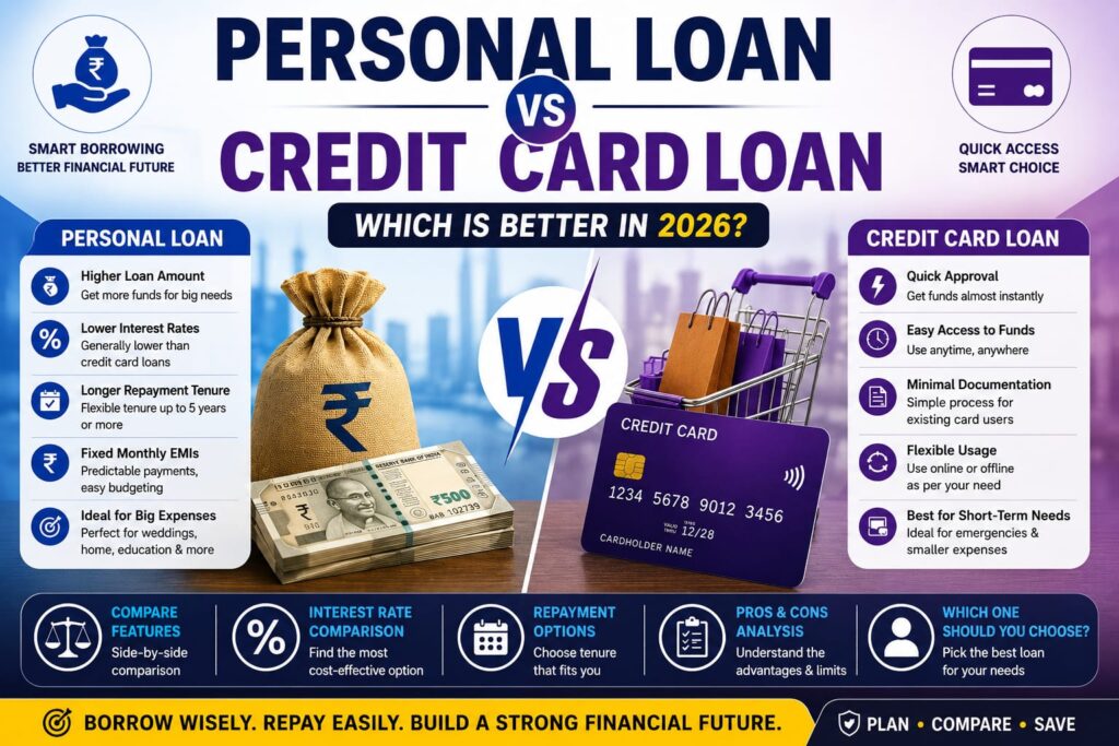 Personal Loan vs Credit Card Loan comparison guide India 2026